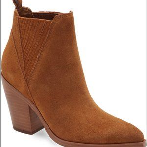 Marc Fisher Womens Brown Suede Pointed Toe Block Heel Gadri Booties Size 8